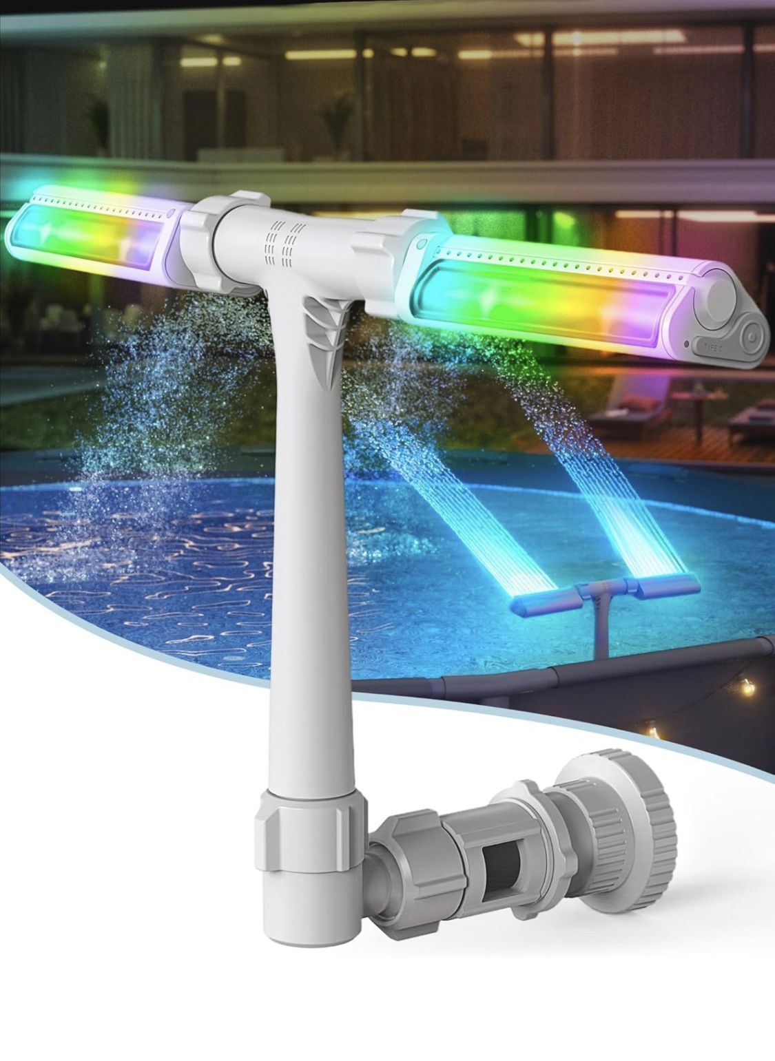 Pool Fountain with 7-Color LED Lights,