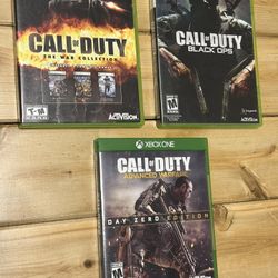 3x Xbox One, Xbox 360  Game Lot - eBay comps  * Call Of Duty Advanced Warfare- One -  $15 * Call Of Duty Black Ops - 360 -  $10 * Call Of Duty The War