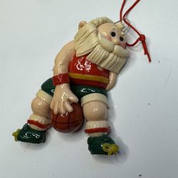 1994 polymer clay Santa Claus Christmas ornament for basketball