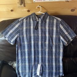 Tommy Hilfiger Blue Short-sleeved Plaid Collared Shirt