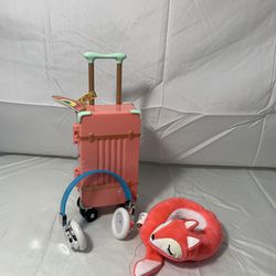Rolling, Travel, Case With Headphones And A Neck Pillow For 18 Inch Doll