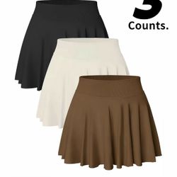 Women’s Solid Color 2 In 1 High Waist Sports Skort