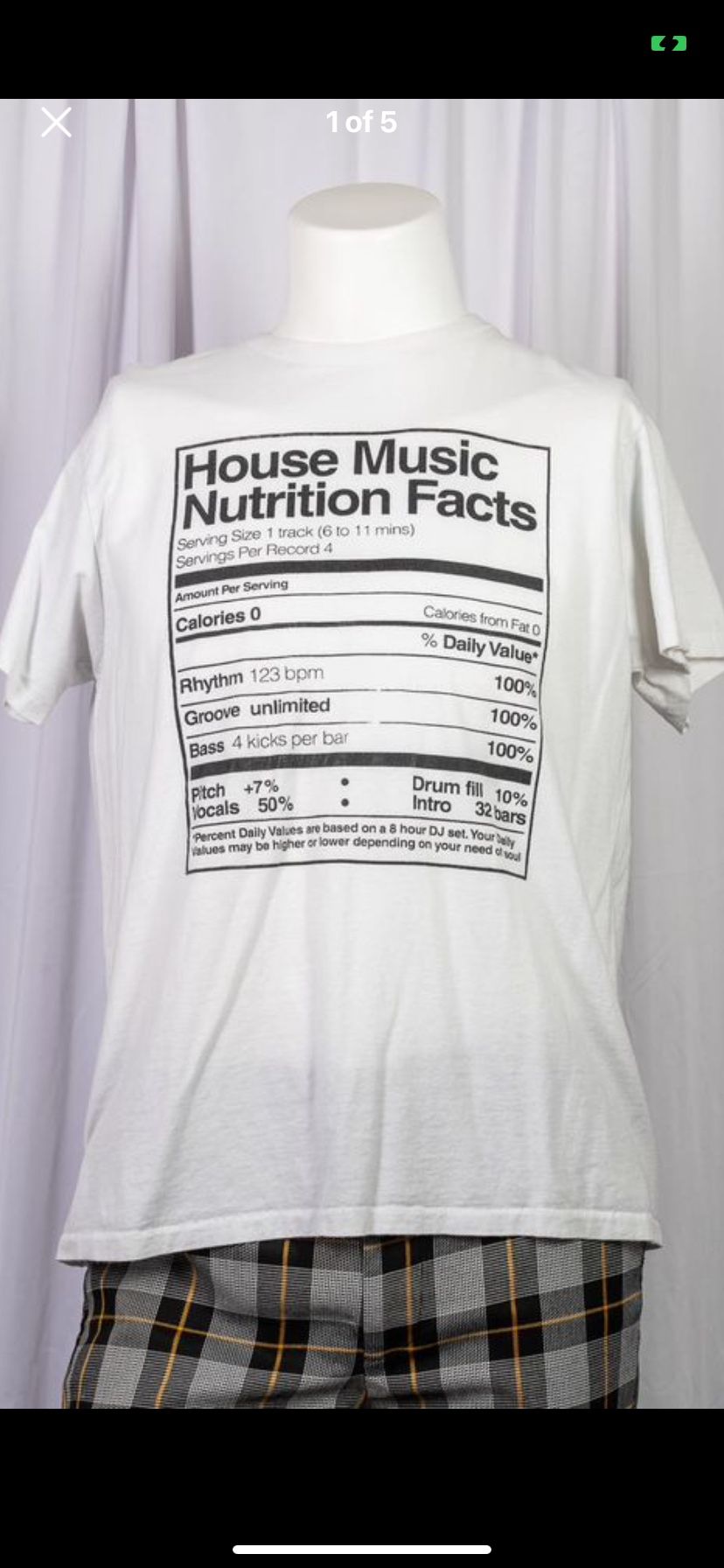 House Music Nutrition Facts Unisex Softstyle T-Shirt sz L - Underground Music