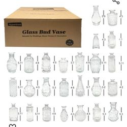 Glass Bud Vases Set of 25,Small Clear Vases for Flowers