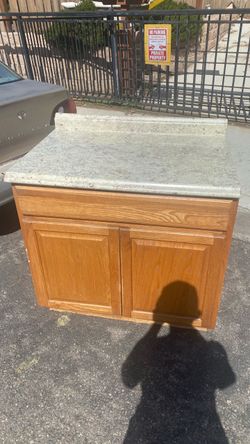 Oak Base Cabinet with Laminate Countertop