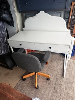 Desk with two drawers: 47 wide, 32 high, 22 deep chair included