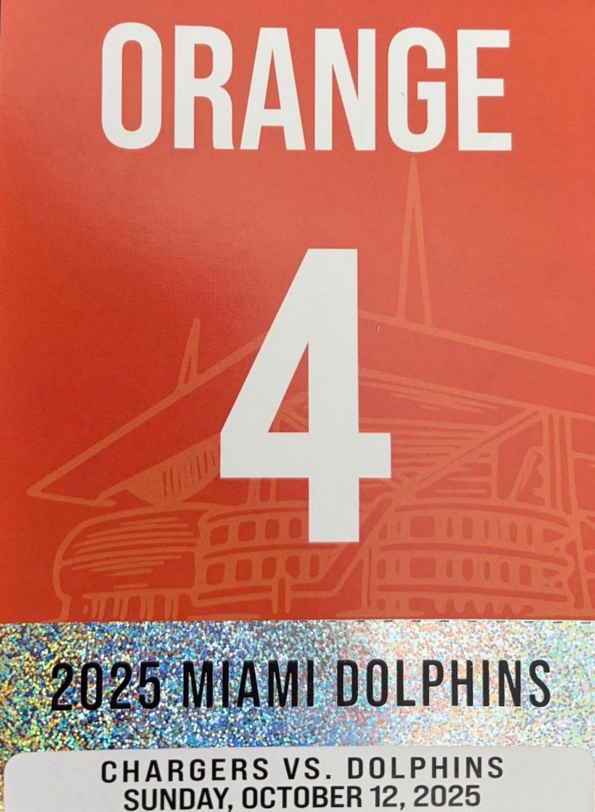Miami dolphins orange parking pass vs chargers