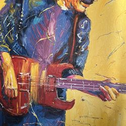 Carlos Santana Oil On Canvas Painting Framed In Black Wood! Sure To Impress Everyone Who Loves This Iconic Superstar.  Only 159 Today!