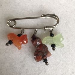 Gemstone Cats Pin