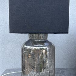 Mercury Glass Table Lamp W/Black Linen Shade