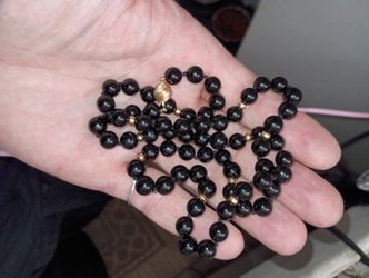 14kt Gold And Black Onyx Bead Necklace 