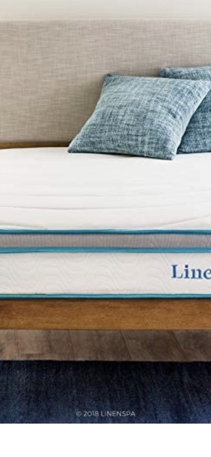 Linenspa 8 Inch Memory Foam and Innerspring Hybrid Medium-Firm Feel King Size Mattress, White