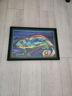 Framed Chameleon Print by local artist Aubrey Sanchez