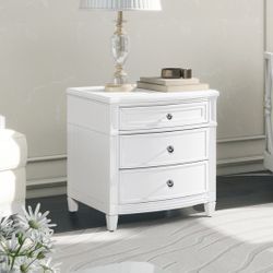 White 3-Drawer End Table Nightstand