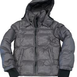 S13 New York Girls Sz 12 Metallic Puffer Hooded Duck Down Jacket