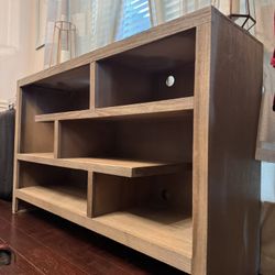 Gray Wood TV Stand / Media Console – 60” with Decorative Candle Holders