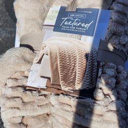 Textured Faux Fur Throw