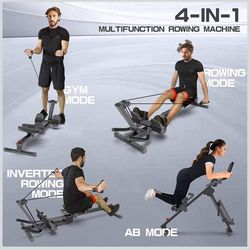 Advwin 4-in-1 Rowing Machine, Foldable Rowing Exercise Trainer,