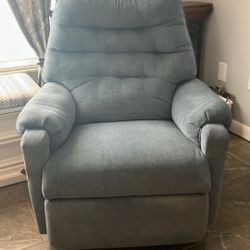 Blue Recliner With handle for reclining. Good Condition. No Smoking,pets or kids. Retired Couple .