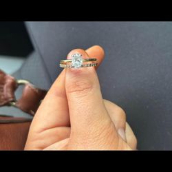 Gold Engagement ring and Wedding band Set