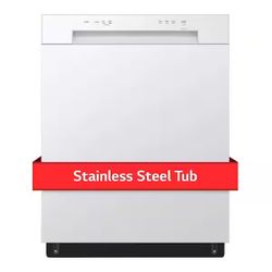 24 in. White Front Control Dishwasher with Stainless Steel Tub and SenseClean