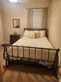 Wrought Iron bed with boxspring and mattress
