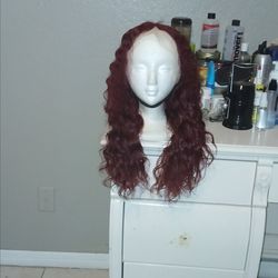 Beautiful 99J Red-Burgundy Hybrid Lacefront w/Elastic band