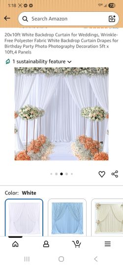 25x10ft White Backdrop Curtain for Weddings, Wrinkle- Free Polyester Fabric White Backdrop Curtain Drapes for Birthday Party Photo Photography Decorat