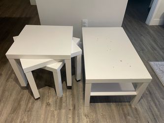 IKEA White Coffee Table and 3 Side Tables Set