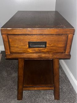 Wood End Table with Drawer and Shelf