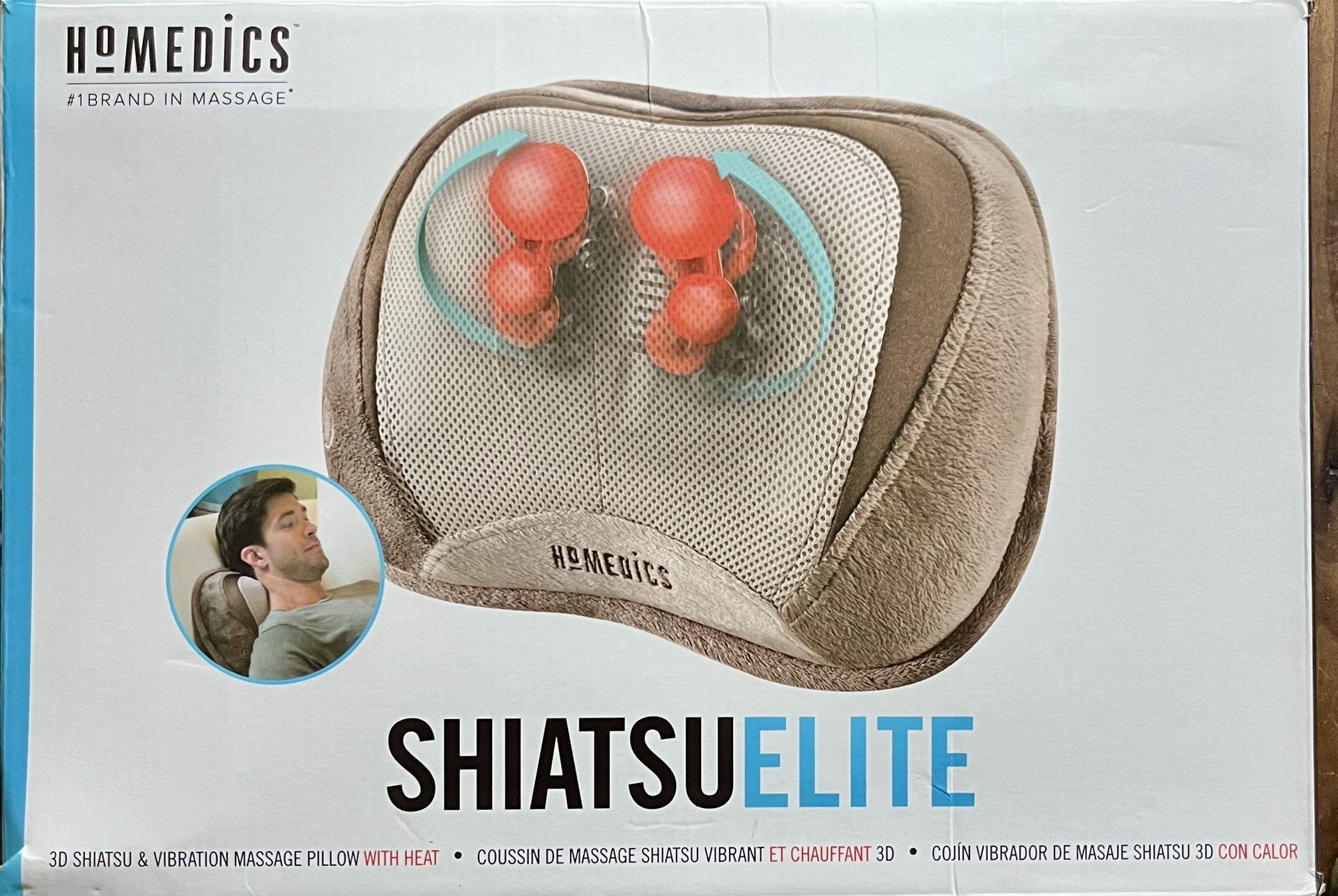 Shiatsu and vibration massage pillow with heat