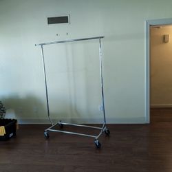 Clothing rack on locking wheels