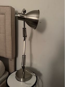 Adjustable Metal Task Lamp - Brushed Silver w/built in usb port