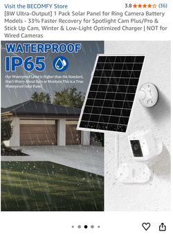 8W Ultra-Output] 1 Pack Solar Panel for Ring Camera Battery Models - 33% Faster Recovery for Spotlight Cam Plus/Pro & Stick Up Cam, Winter & Low-Light
