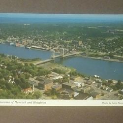Houghton Hancock Michigan Panorama Bridge Hiawatha Unused Vintage Collectible Postcard Post Card RPPC PC