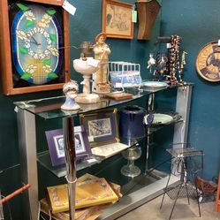 Console Table With Three Glass Shelves 