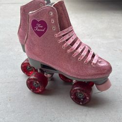 Super Rare! Too Faced Limited Edition Pink Glitter Roller Skates - Sure-Grip Size 7
