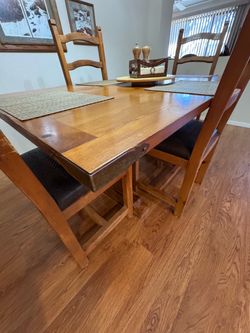 Wood Dining Table with 4 Chairs