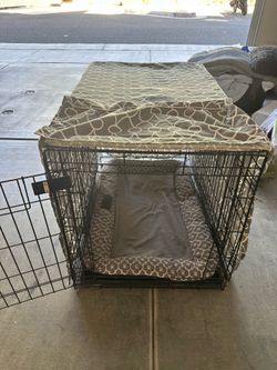Complete Dog Crate Set: Folding Wire Kennel, Fabric Cover, & Pet Bed