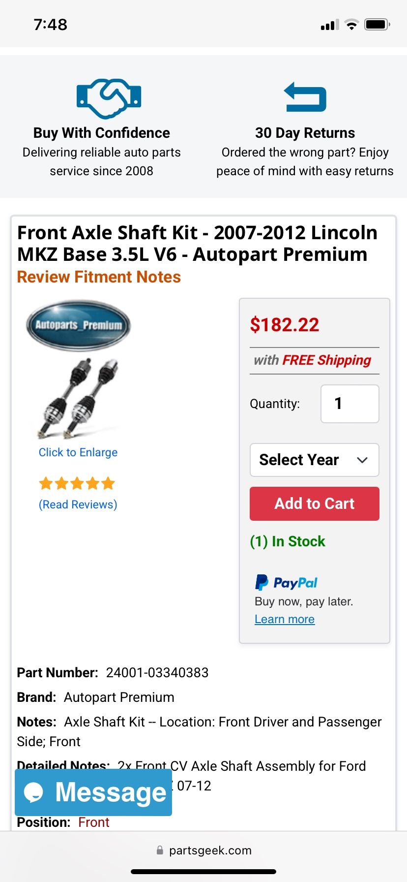 CV axle