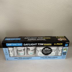 Daylight Light Bulbs 75W Energy Saving - Set Of 6