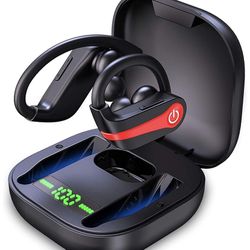 Bluetooth 5.1 Sport Headphones IP7 Waterproof 40H Playtime TWS Earhooks Headset with Charging Case Stereo Sound CVC8.0 Noise Cancelling Wireless Earph