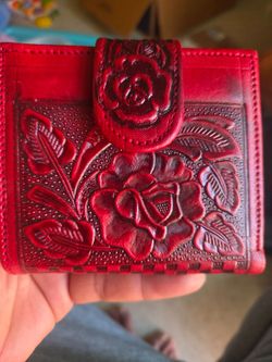 Red Leather Rose Wallet Hecho En Mexico