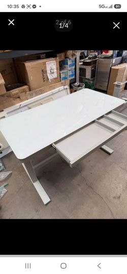 Tresanti Adjustable Height Sit/Stand Tech Desk, 47.3"L x 23.7"W x 29.4"- 47"H, White