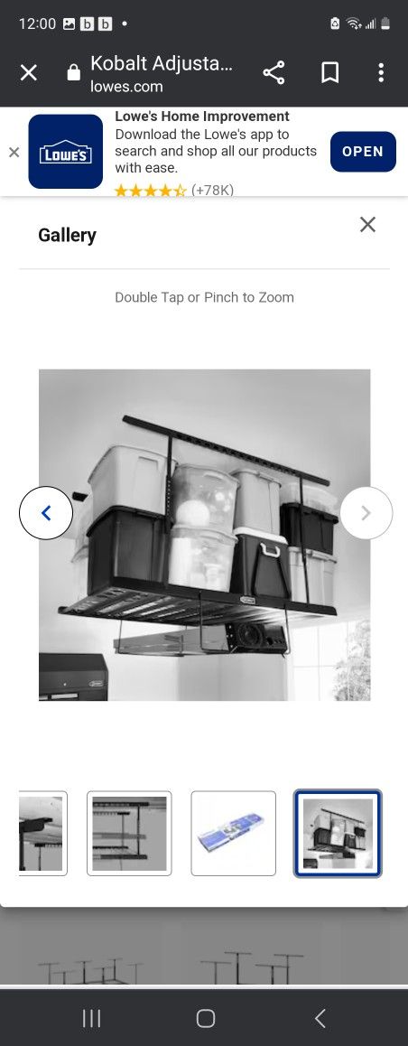 Kobalt Adjustable Height Overhead Garage Storage 500-lb in Gray Steel (60-in W x 40-in D)