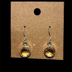 Sterling Silver Citrine Dangle Earrings New