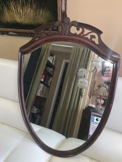 Antique Mahogany Shield Mirror