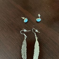 Feather And Turquoise Studs For A Special Occasion 