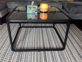 Black Metal and Glass Coffee Table