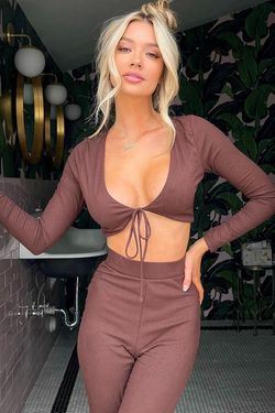 Cropped top & wide leg pants set